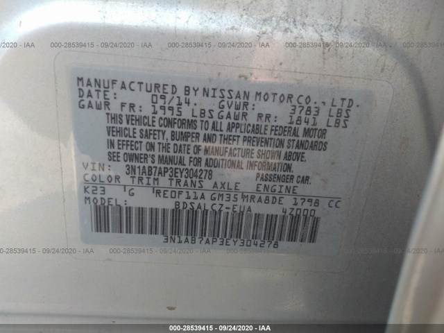 Photo 8 VIN: 3N1AB7AP3EY304278 - NISSAN SENTRA 