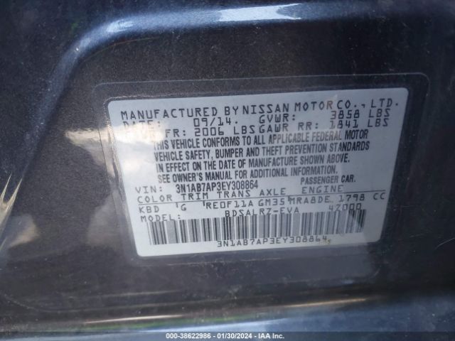 Photo 8 VIN: 3N1AB7AP3EY308864 - NISSAN SENTRA 