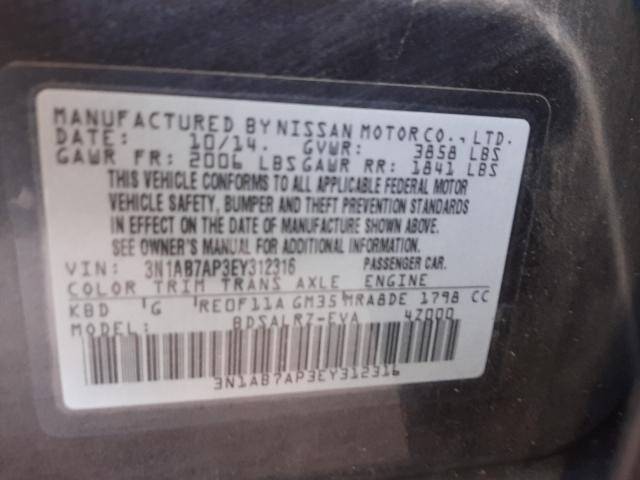 Photo 9 VIN: 3N1AB7AP3EY312316 - NISSAN SENTRA S 