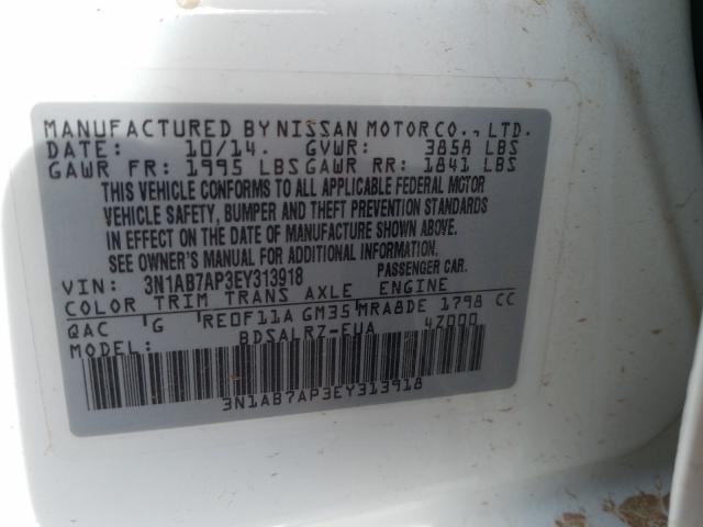 Photo 9 VIN: 3N1AB7AP3EY313918 - NISSAN SENTRA S 