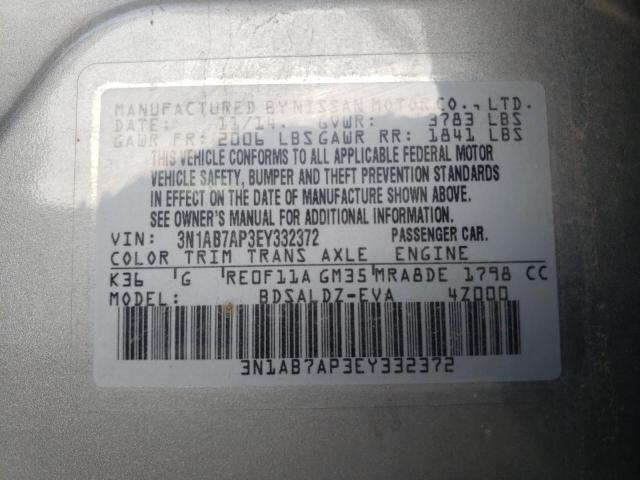 Photo 11 VIN: 3N1AB7AP3EY332372 - NISSAN SENTRA S 