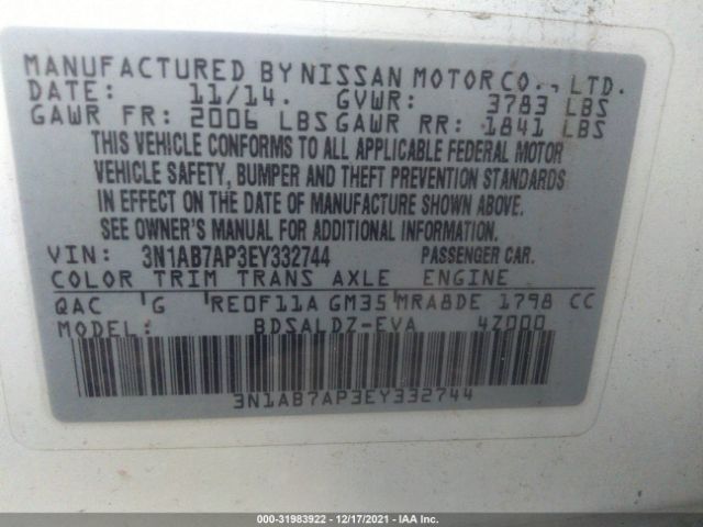 Photo 8 VIN: 3N1AB7AP3EY332744 - NISSAN SENTRA 