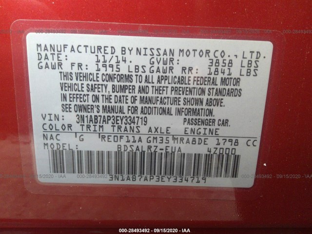 Photo 8 VIN: 3N1AB7AP3EY334719 - NISSAN SENTRA 