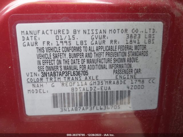 Photo 8 VIN: 3N1AB7AP3FL636705 - NISSAN SENTRA 