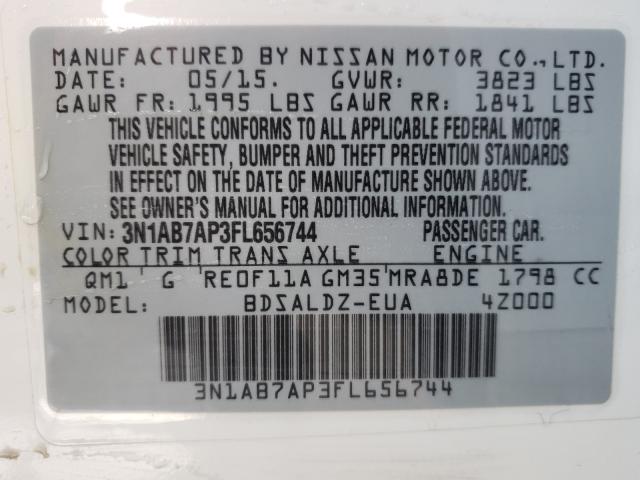 Photo 9 VIN: 3N1AB7AP3FL656744 - NISSAN SENTRA S 