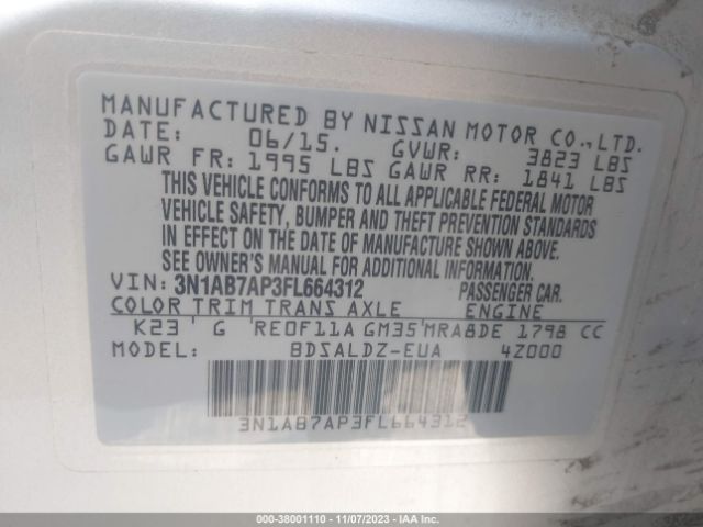 Photo 8 VIN: 3N1AB7AP3FL664312 - NISSAN SENTRA 