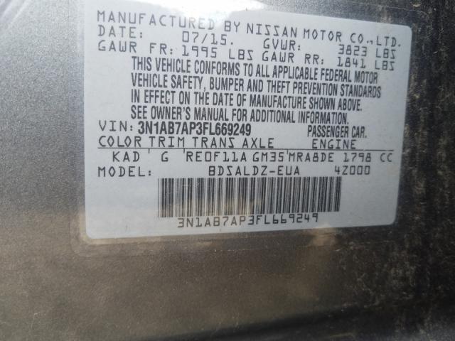 Photo 9 VIN: 3N1AB7AP3FL669249 - NISSAN SENTRA S 