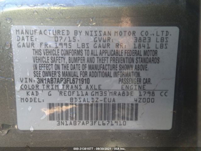 Photo 8 VIN: 3N1AB7AP3FL671910 - NISSAN SENTRA 