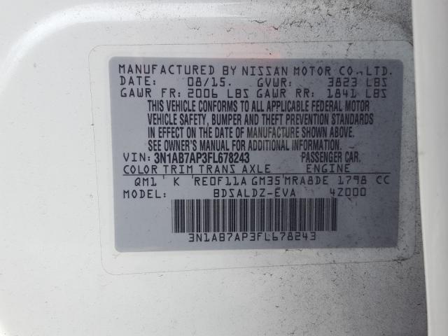 Photo 9 VIN: 3N1AB7AP3FL678243 - NISSAN SENTRA S 