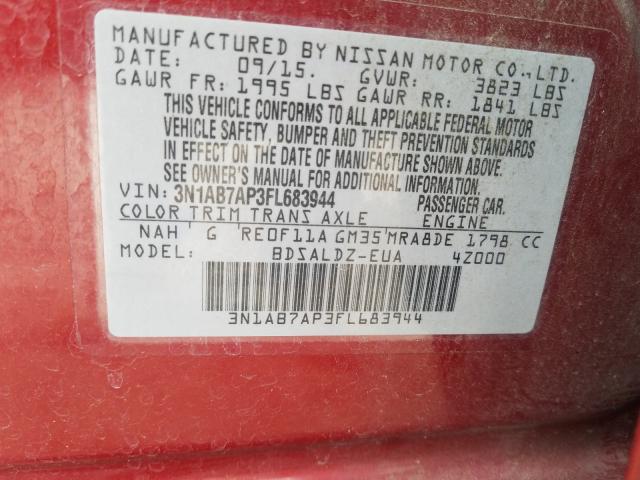 Photo 9 VIN: 3N1AB7AP3FL683944 - NISSAN SENTRA S 