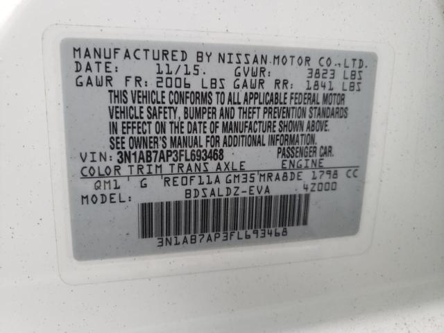 Photo 9 VIN: 3N1AB7AP3FL693468 - NISSAN SENTRA S 