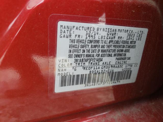 Photo 9 VIN: 3N1AB7AP3FY214694 - NISSAN SENTRA S 