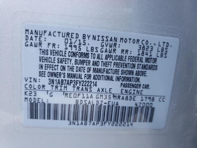 Photo 9 VIN: 3N1AB7AP3FY222214 - NISSAN SENTRA S 