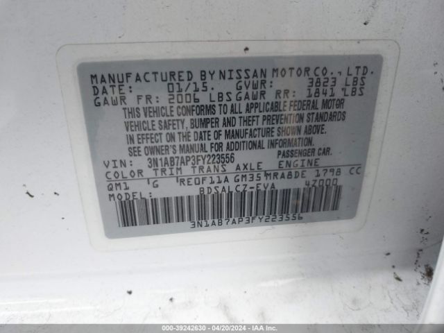 Photo 8 VIN: 3N1AB7AP3FY223556 - NISSAN SENTRA 