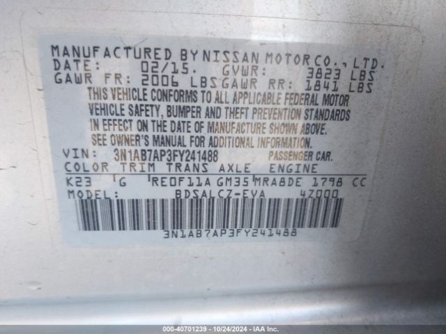 Photo 8 VIN: 3N1AB7AP3FY241488 - NISSAN SENTRA 