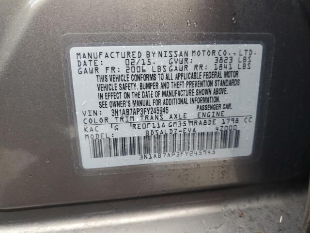 Photo 11 VIN: 3N1AB7AP3FY245945 - NISSAN SENTRA S 