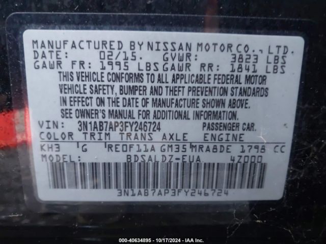 Photo 8 VIN: 3N1AB7AP3FY246724 - NISSAN SENTRA 