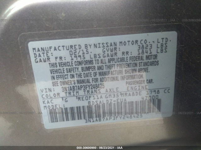 Photo 8 VIN: 3N1AB7AP3FY248425 - NISSAN SENTRA 