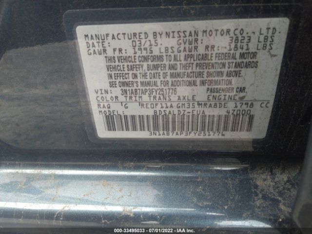 Photo 8 VIN: 3N1AB7AP3FY251776 - NISSAN SENTRA 