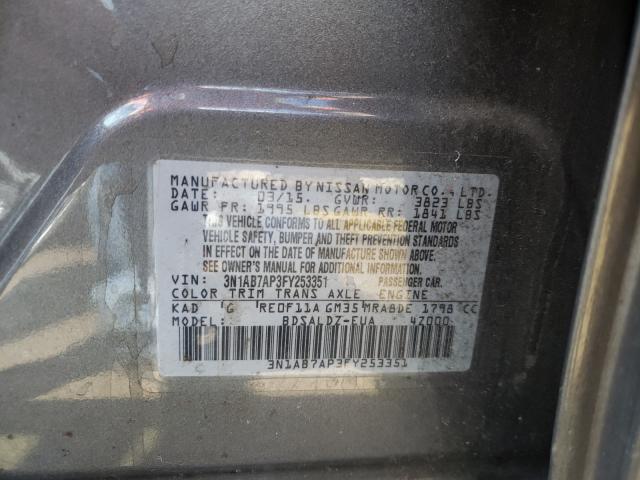 Photo 9 VIN: 3N1AB7AP3FY253351 - NISSAN SENTRA S 