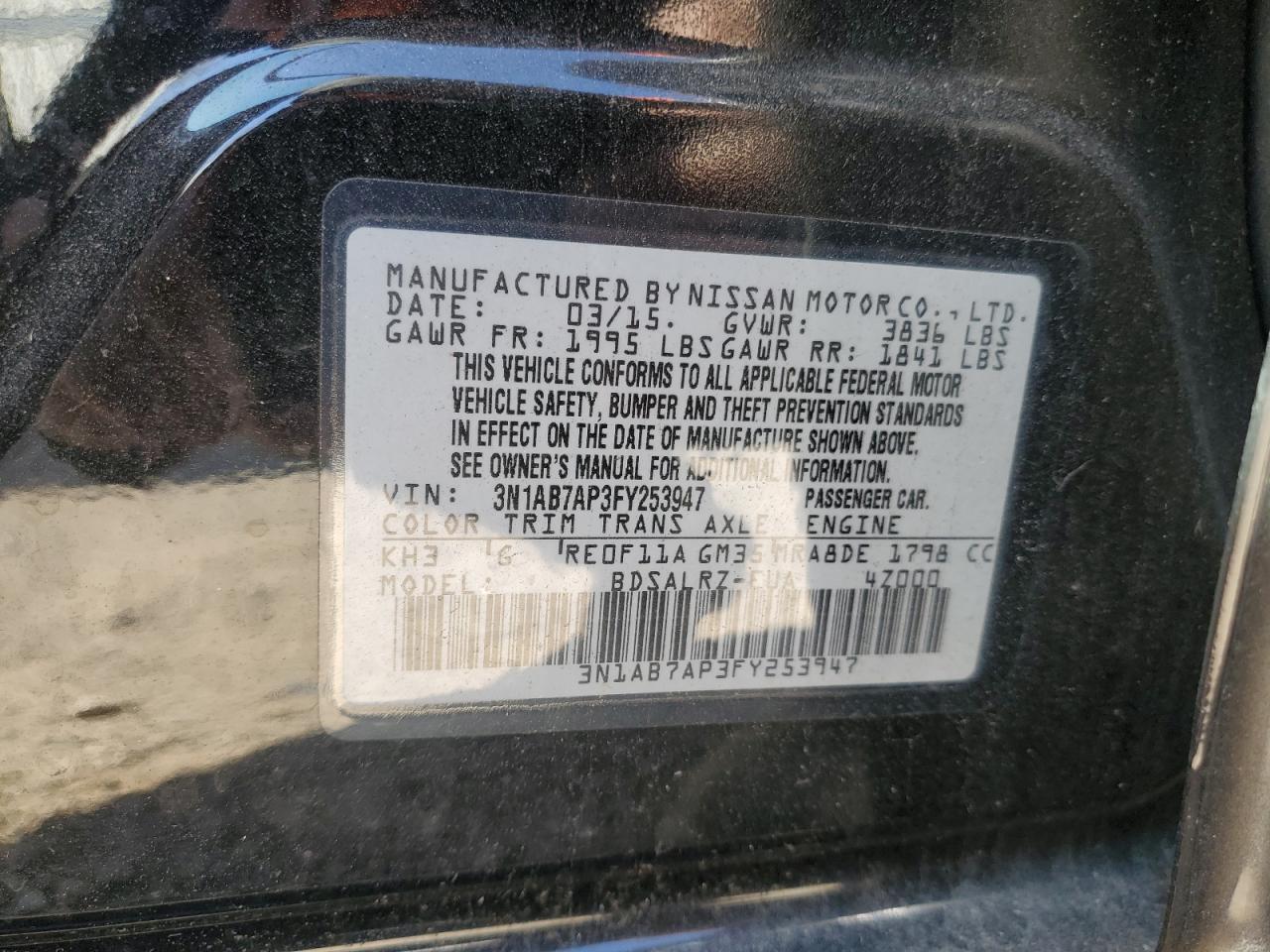 Photo 11 VIN: 3N1AB7AP3FY253947 - NISSAN SENTRA 