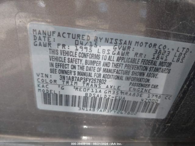 Photo 8 VIN: 3N1AB7AP3FY267802 - NISSAN SENTRA 