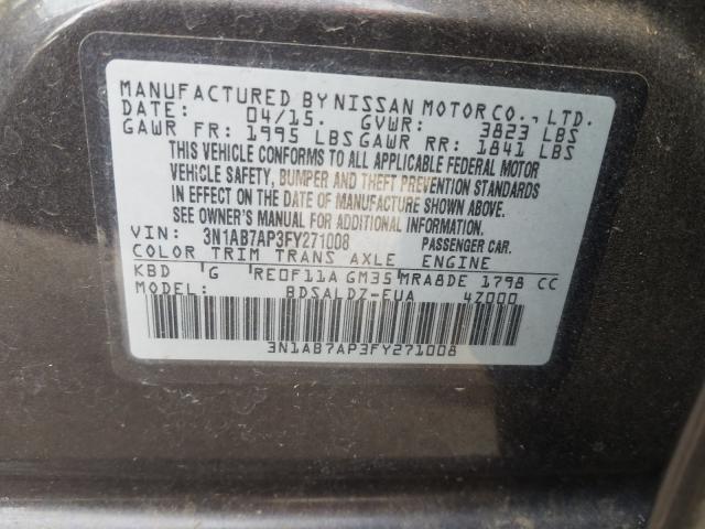 Photo 9 VIN: 3N1AB7AP3FY271008 - NISSAN SENTRA S 