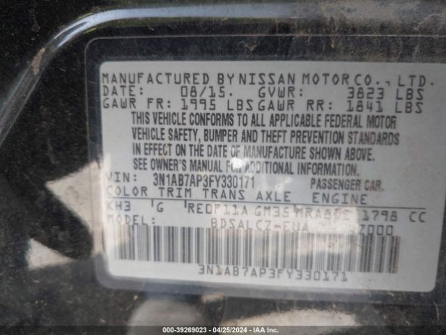 Photo 8 VIN: 3N1AB7AP3FY330171 - NISSAN SENTRA 