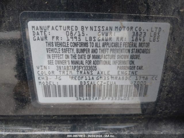 Photo 8 VIN: 3N1AB7AP3FY333605 - NISSAN SENTRA 