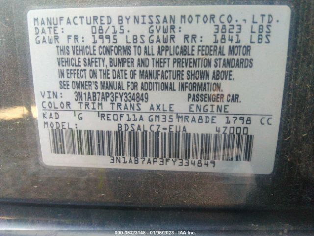 Photo 8 VIN: 3N1AB7AP3FY334849 - NISSAN SENTRA 