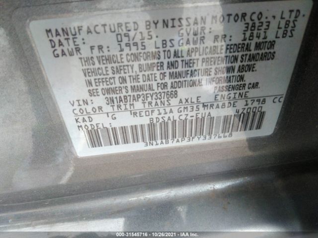 Photo 8 VIN: 3N1AB7AP3FY337668 - NISSAN SENTRA 