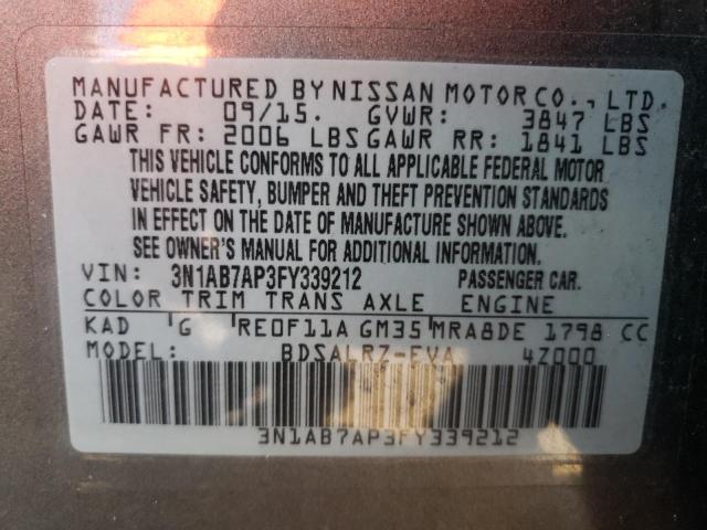 Photo 11 VIN: 3N1AB7AP3FY339212 - NISSAN SENTRA S 