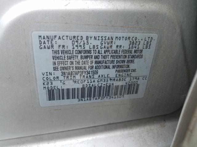 Photo 9 VIN: 3N1AB7AP3FY341509 - NISSAN SENTRA S 