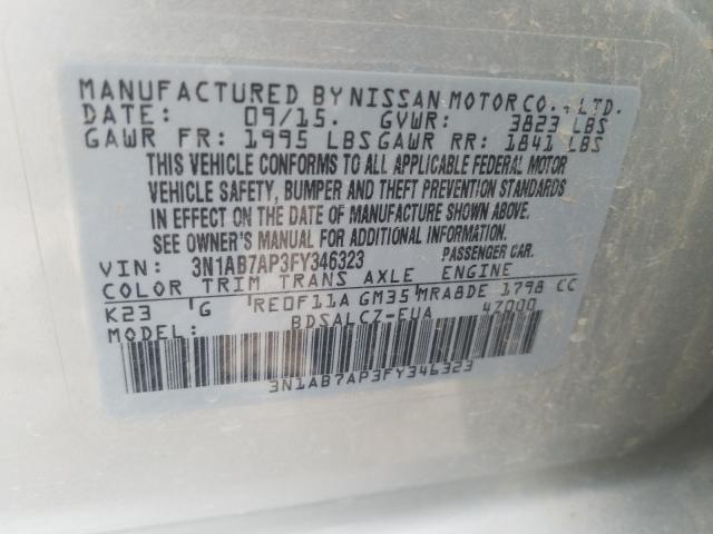 Photo 9 VIN: 3N1AB7AP3FY346323 - NISSAN SENTRA S 