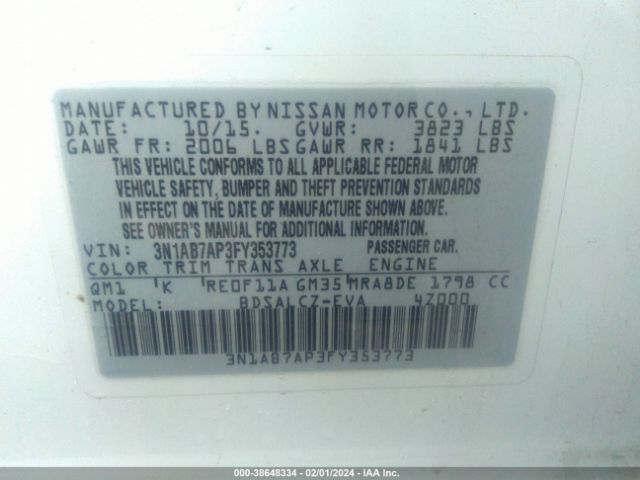 Photo 8 VIN: 3N1AB7AP3FY353773 - NISSAN SENTRA 