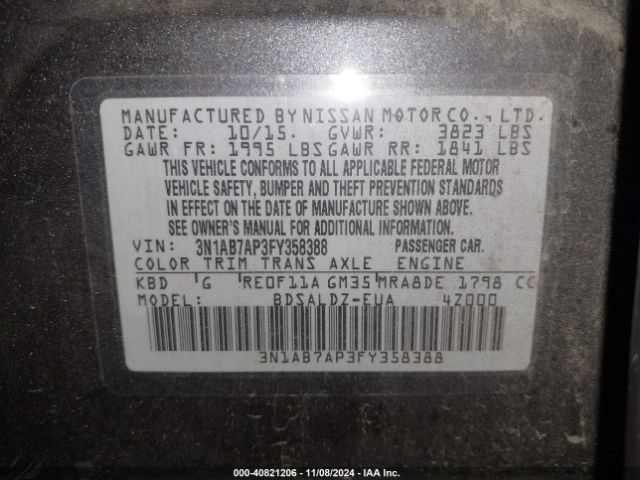 Photo 8 VIN: 3N1AB7AP3FY358388 - NISSAN SENTRA 