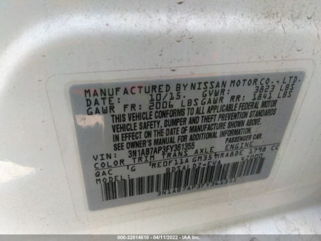 Photo 8 VIN: 3N1AB7AP3FY361355 - NISSAN SENTRA 