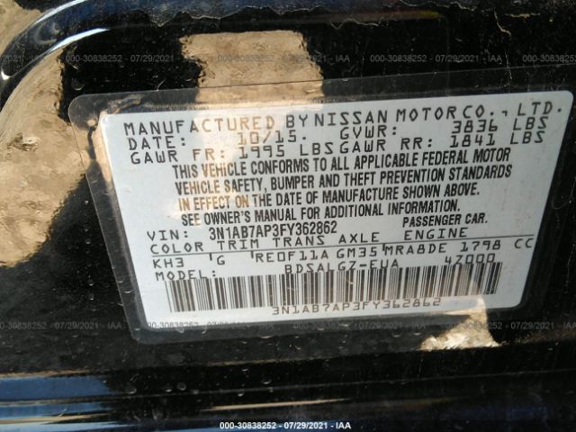 Photo 8 VIN: 3N1AB7AP3FY362862 - NISSAN SENTRA 