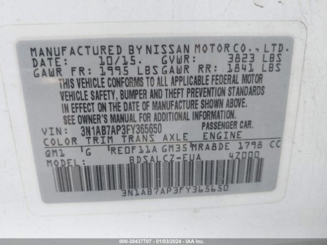 Photo 8 VIN: 3N1AB7AP3FY365650 - NISSAN SENTRA 