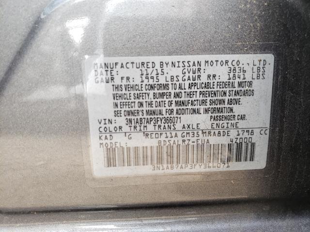 Photo 9 VIN: 3N1AB7AP3FY366071 - NISSAN SENTRA S 