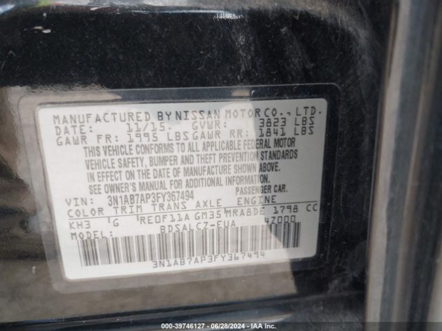 Photo 8 VIN: 3N1AB7AP3FY367494 - NISSAN SENTRA 