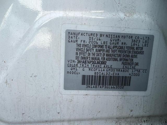 Photo 9 VIN: 3N1AB7AP3GL663002 - NISSAN SENTRA S 