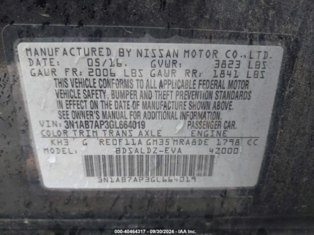 Photo 8 VIN: 3N1AB7AP3GL664019 - NISSAN SENTRA 