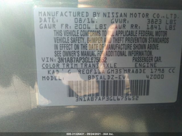 Photo 8 VIN: 3N1AB7AP3GL675652 - NISSAN SENTRA 