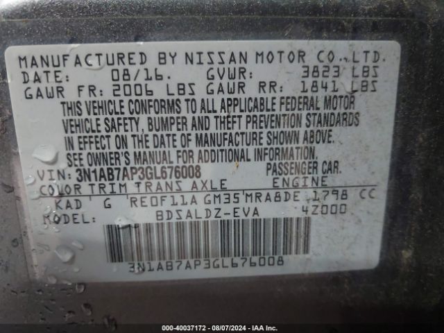 Photo 8 VIN: 3N1AB7AP3GL676008 - NISSAN SENTRA 