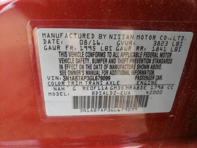 Photo 9 VIN: 3N1AB7AP3GL679099 - NISSAN SENTRA S 