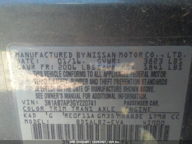 Photo 8 VIN: 3N1AB7AP3GY220741 - NISSAN SENTRA 