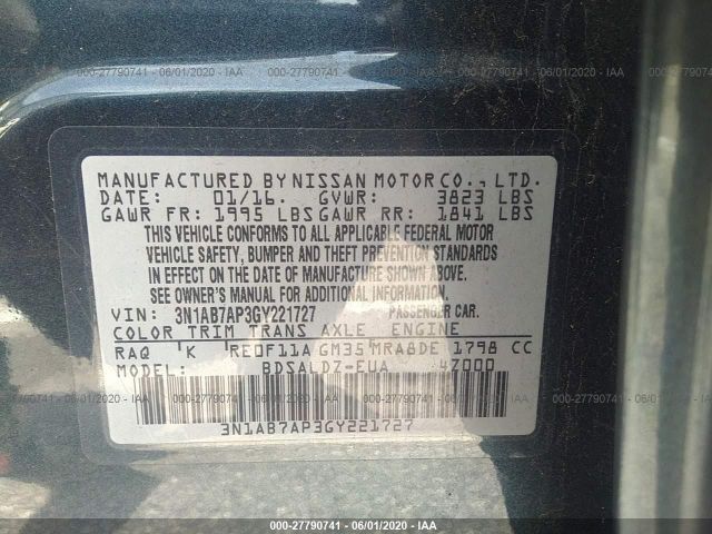 Photo 8 VIN: 3N1AB7AP3GY221727 - NISSAN SENTRA 