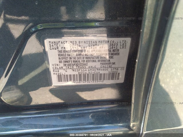 Photo 8 VIN: 3N1AB7AP3GY233442 - NISSAN SENTRA 