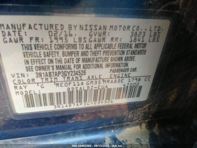 Photo 8 VIN: 3N1AB7AP3GY234526 - NISSAN SENTRA 